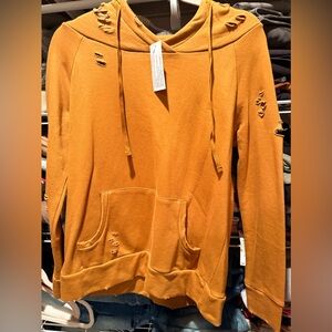 Chelsea DeBoer by Lily & Lottie distressed hoodie tan NWT